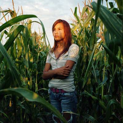 Shawcina's in cornfield, Crow Hill, Spirit Lake ND