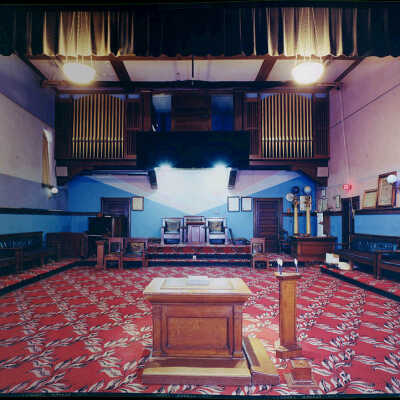 Masonic Temple, Set up for Eastern Star Meeting: Meeting Room; Aberdeen, SD