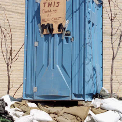 Portable Toilet Humor Outside U.S. West Office, Downtown Grand Forks.