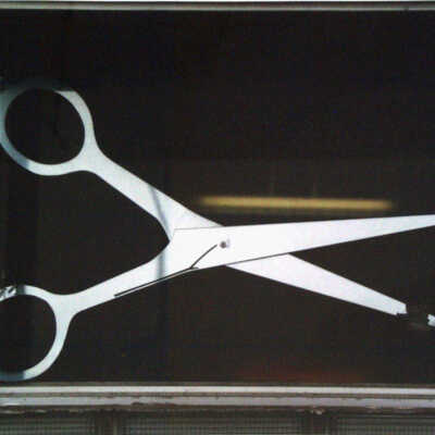 Detail of Window with Scissors, New York Mills, MN