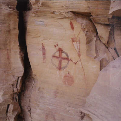 Graffiti covered shield, Montana