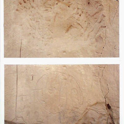Two Shields, one Removed by Vandals, Castle Gardens, Wyoming