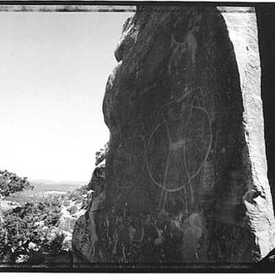 Two Figures with Shields, McConkey Ranch, Utah