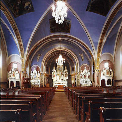 Saint Peter and Paul's Church, View from Door Looking Towards Altar, Strasburg, ND