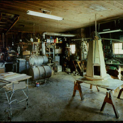 Uncle Sig's Workshop with Windmill. US 81, Auburn, ND. 1/29/81