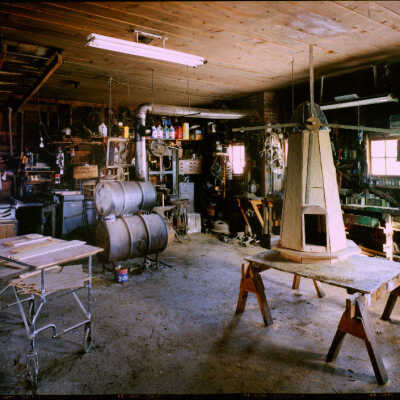 Uncle Sig's Workshop with Windmill. US 81, Auburn, ND. 1/29/81