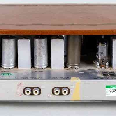 Rear view showing antenna connection and stereo outputs