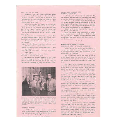 Aug 1954 Log p. 3 Article Old Timers' to sign petition to move club back to foot of Van Ness