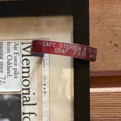 Close up of metal bracelet