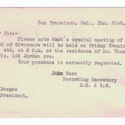 Announcement of Meeting