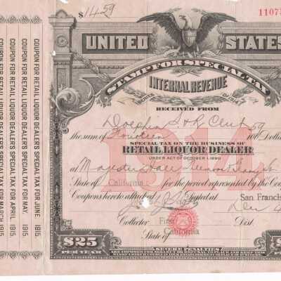 Receipt for Liquor License Fee