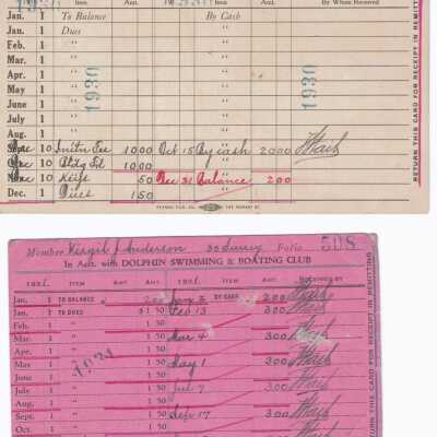 Dues Cards 1930-1936 Virgil Anderson
