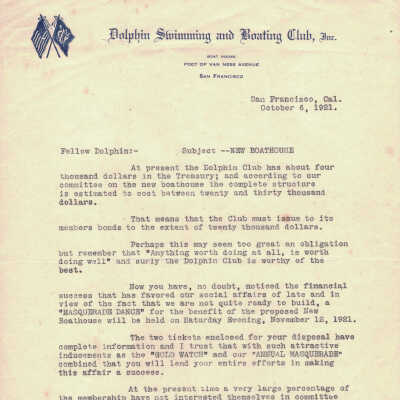 Letter on Fundraising for New Boathouse