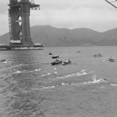 Blemished but interesting image of unfinished bridge