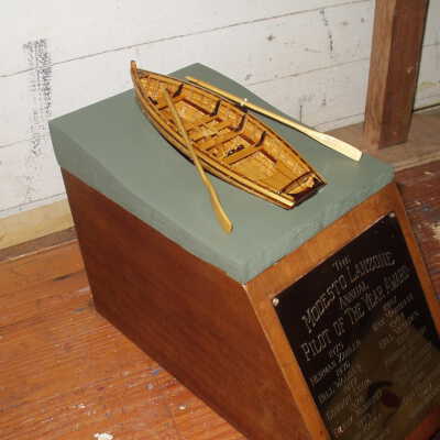 Replacement of boat sculpture on top, seen in  John Selmer's workshop