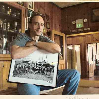 John Perino with his image (photo by Susan Lauritzen)