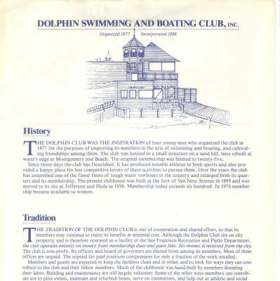 Flyer with Short History of Dolphin Club