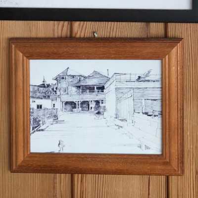 Drawing of back of Dolphin Club