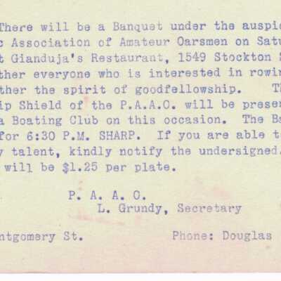 Announcement of PAAO Banquet