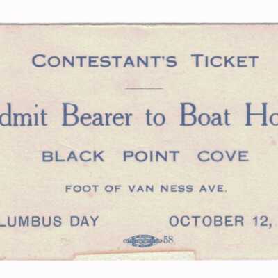 Contestant's Ticket for Columbus Day at Black Point Cove