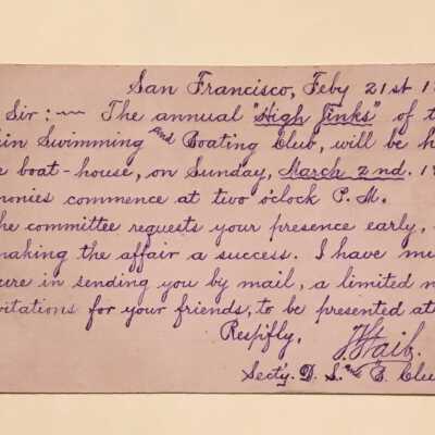 Invitation to 1890 "High Jinks"