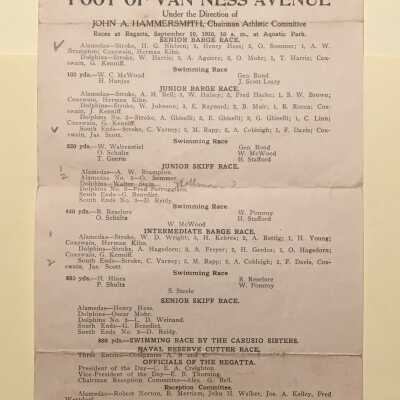 Program for Rowing Regatta and Swimming Races
