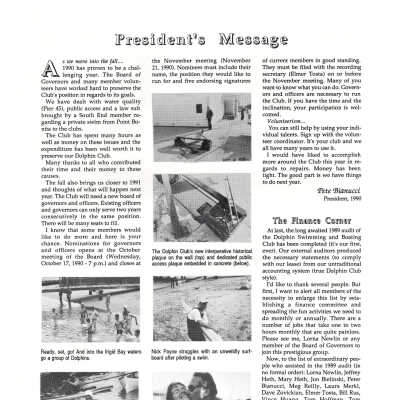 Log Spring 1990 p. 5; Two top center photos show plaques being installed.
