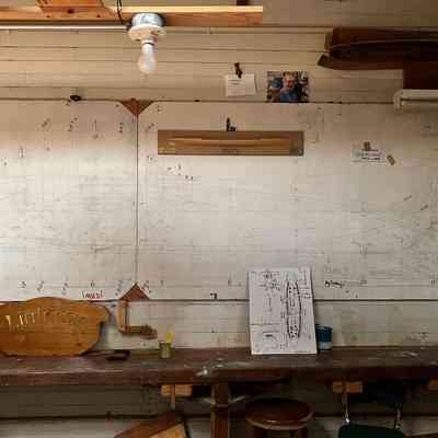 Location on east wall of Boat Shop August 2025, moved for restoration construction