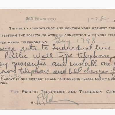 Postcard from Telephone Company