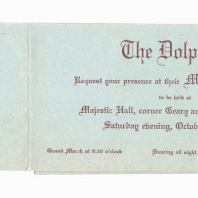 Left side of inside of invitation, with tab to tuck in right cover when closed