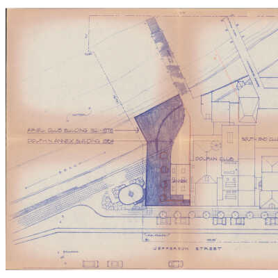 Another drawing showing site of Ariel Club building and the Dolphin Club expansion in the 1980s