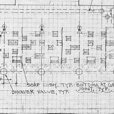 Diagram of east wall of shower