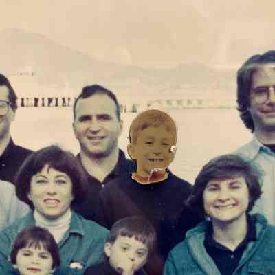 One family member’s face in pasted in to group photo
