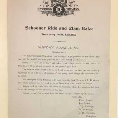 Program for Schooner Ride and Clam Bake