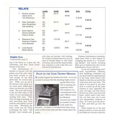 Dolphin Log Winter 2000 p. 17: Notice and photo of missing Pilot of the Year trophy