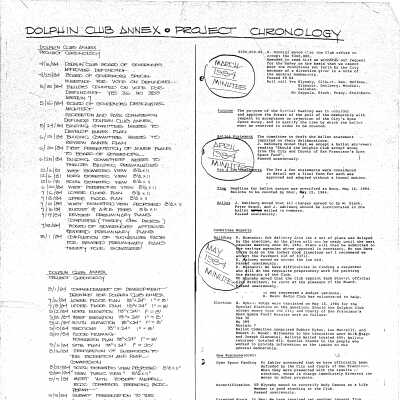 1984 Dolphin Club Annex Project Chronology, Plans, & Drawings