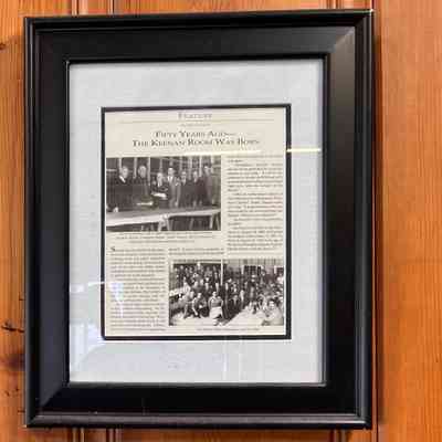 Framed Log Article on Keenan Room