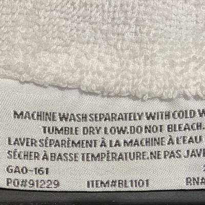 Washing instructions on back of label
