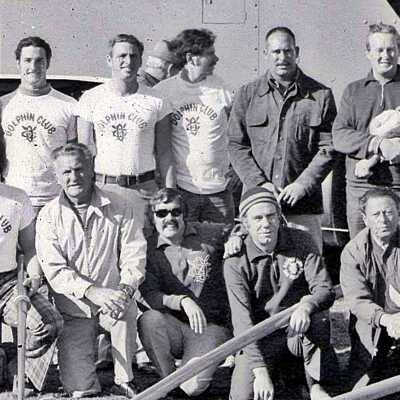 Close-up of club members in photograph