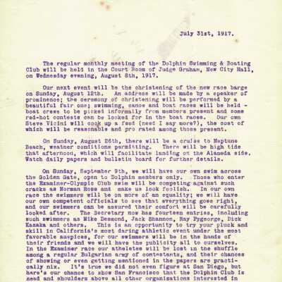 Letter Announcing Four Upcoming Events