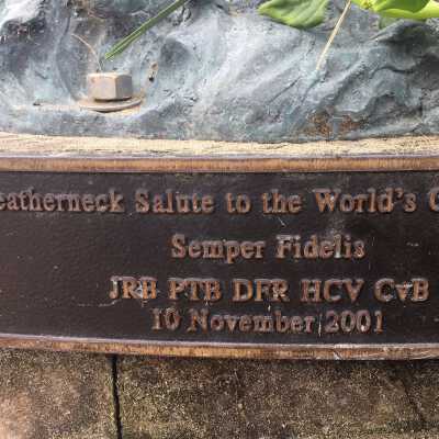 Plaque on sculpture