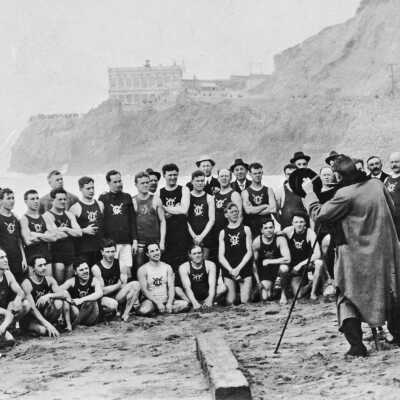 Photographer taking group shot of the 1912 Hike & Dip: Source:  https://opensfhistory.org/Display//wnp70.0948.jpg 