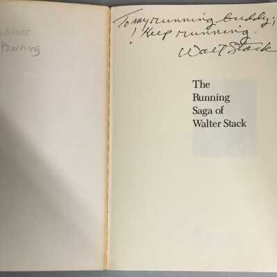 Inside cover right side with inscription from Walt Stack to Bill Powning