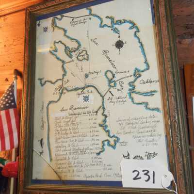 Hand Drawn Map of SF Bay and Club Swim Distances