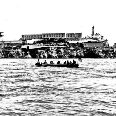 Six-oared barge John Wieland passing Alcatraz: Image Variation
