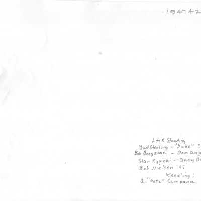 Back of Photo with names: The DSBC Galley 1947
