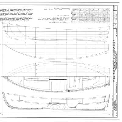 HAER CA-2358 “Dolphin Club Rowboat, Sliding Seat Single” Sheet 1 of 2