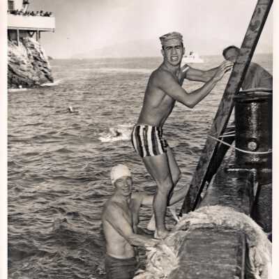 Swimmers on the ladder