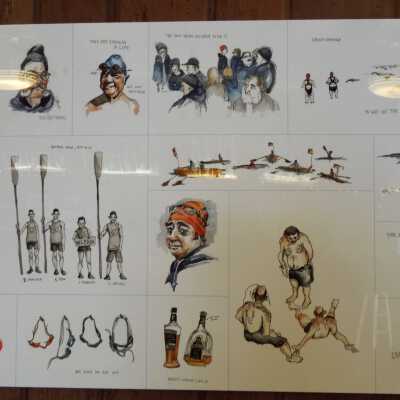 Sketches of Dolphin Club members, life at the Club