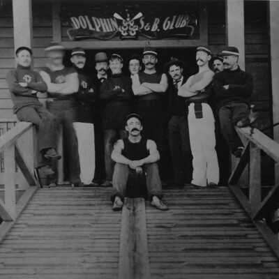 Sign hanging over boathouse c. 1900 See Photo 190011: Source: SF National Maritime Museum Photo A 12. 07843
